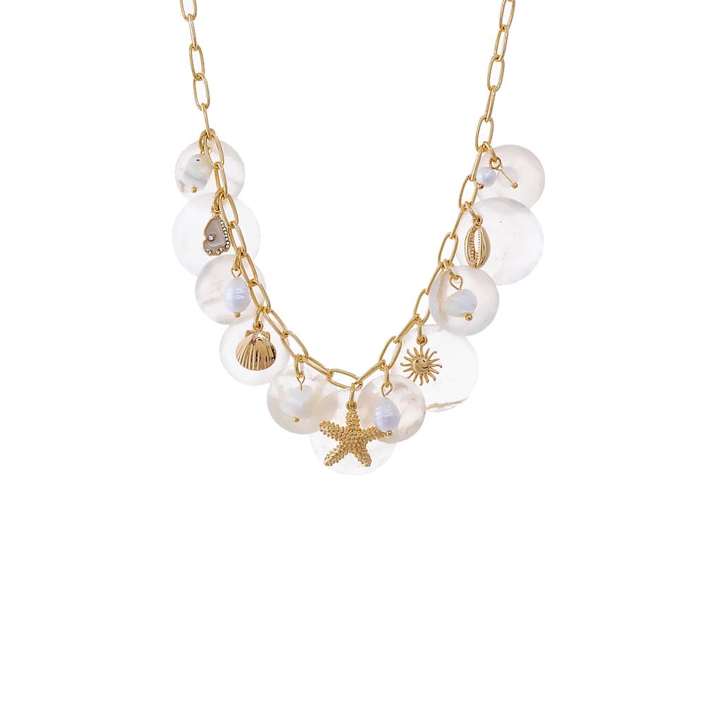 White Seashell Disc Charm Necklace - Adina's Jewels