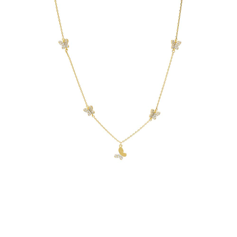 Gold Pave Multi Butterfly Dangle Necklace - Adina's Jewels