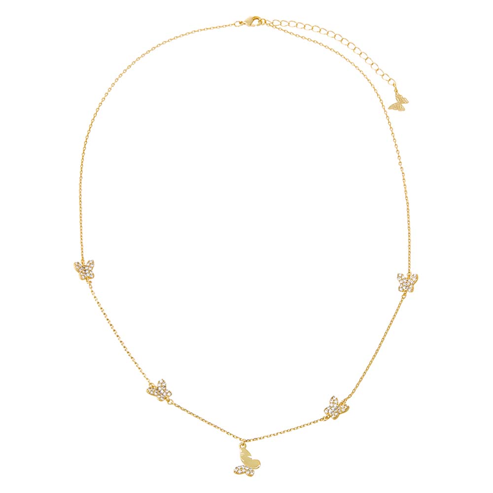 Pave Multi Butterfly Dangle Necklace - Adina's Jewels