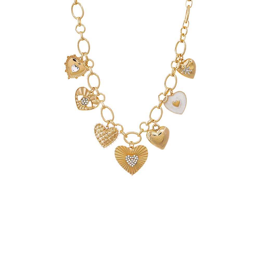Gold Heart Medley Charm Necklace - Adina's Jewels