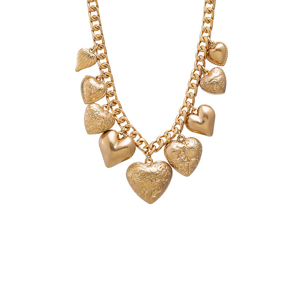Gold Amour Bold Heart Necklace - Adina's Jewels