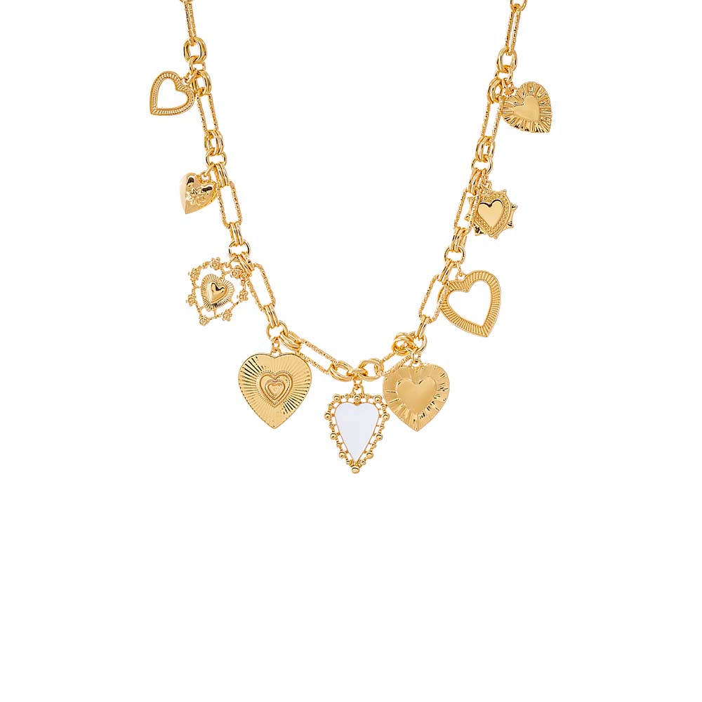 Gold Heart Medallion Link Necklace - Adina's Jewels
