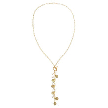 Textured Coin & Pearl Drop Lariat Necklace - Adina's Jewels