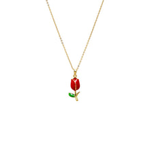 Red Red & Green Flower Charm Necklace - Adina's Jewels