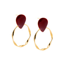 Red Colored Teardrop Twist Hoop Stud Earrings - Adina's Jewels