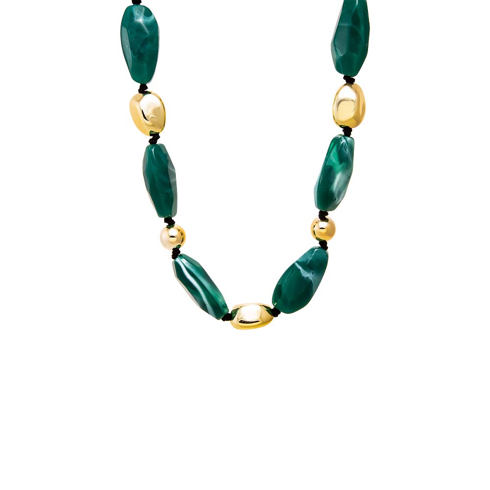 Green and Gold Chunky Green & Gold Bead Necklace - Adina's Jewels