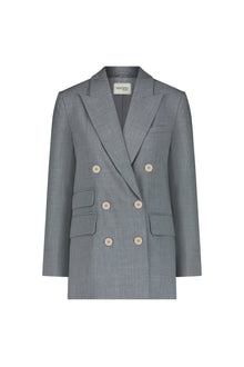 Double Breasted Blazer | Grey Crosshatch