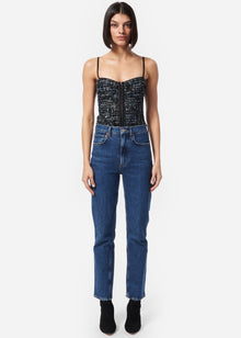 Alaba Bodysuit | Navy Tweed