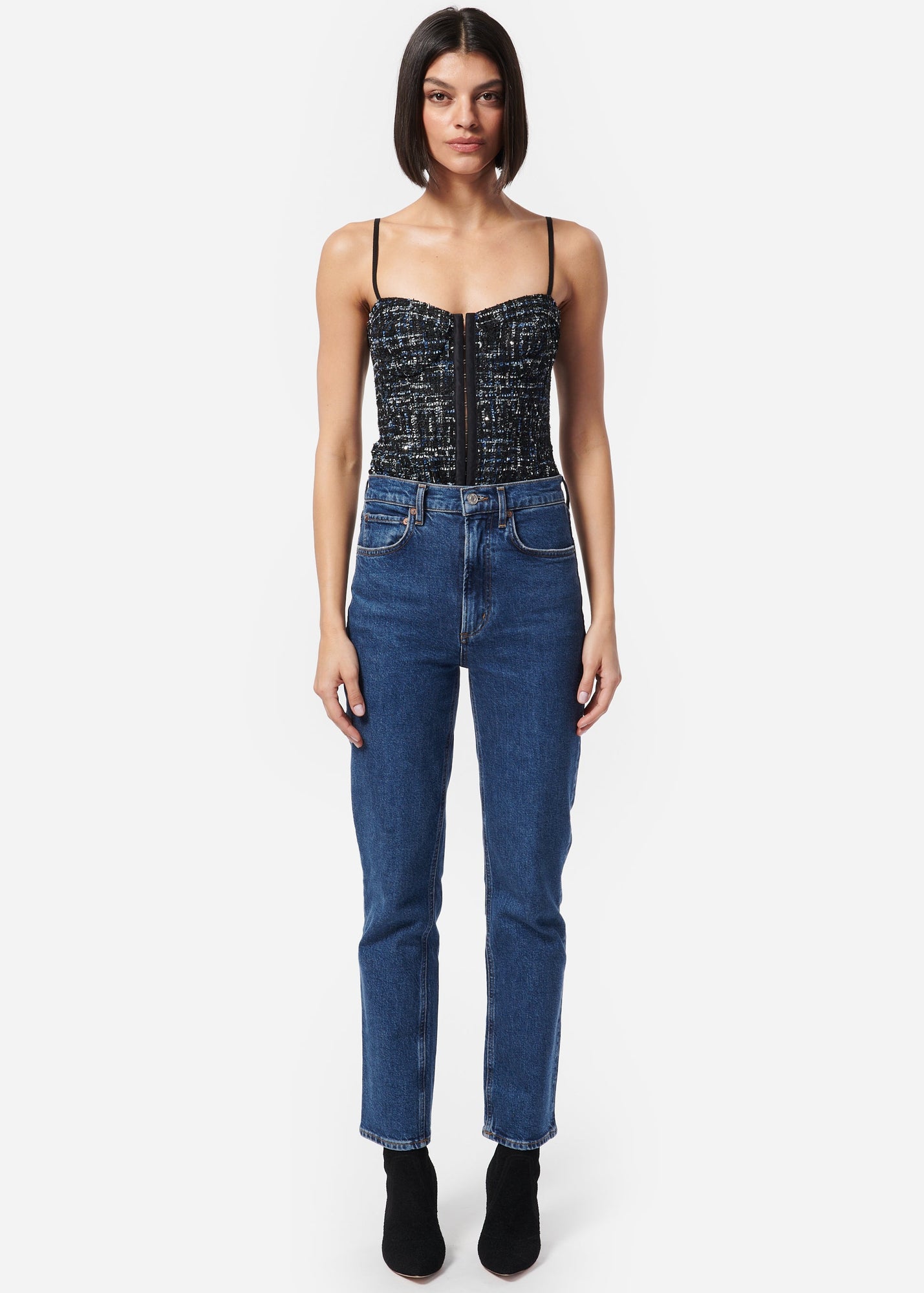 Alaba Bodysuit | Navy Tweed