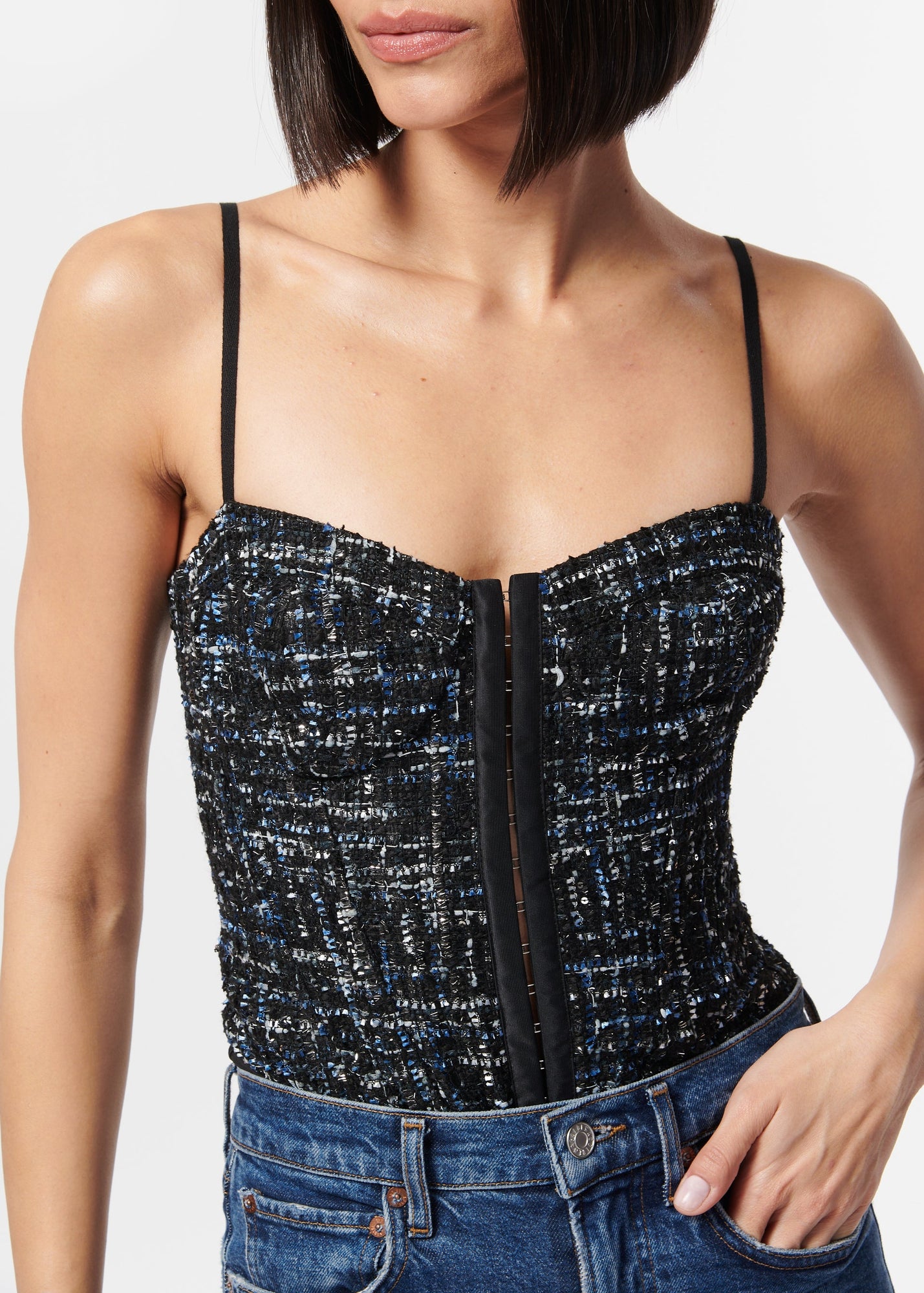 Alaba Bodysuit | Navy Tweed