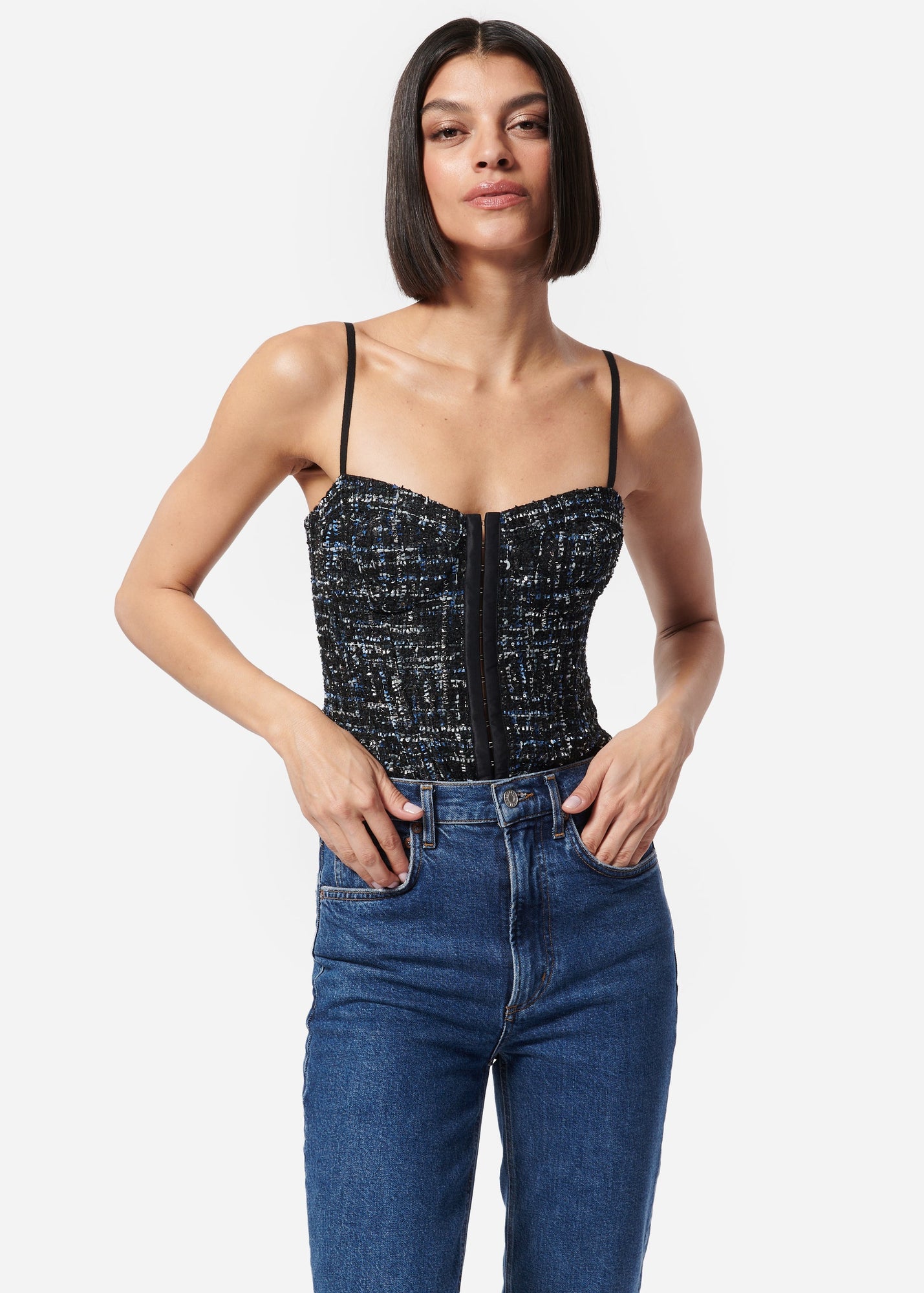 Alaba Bodysuit | Navy Tweed