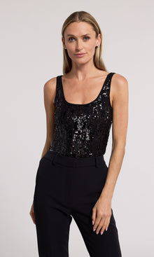 Dina Sequin Bodysuit | Black