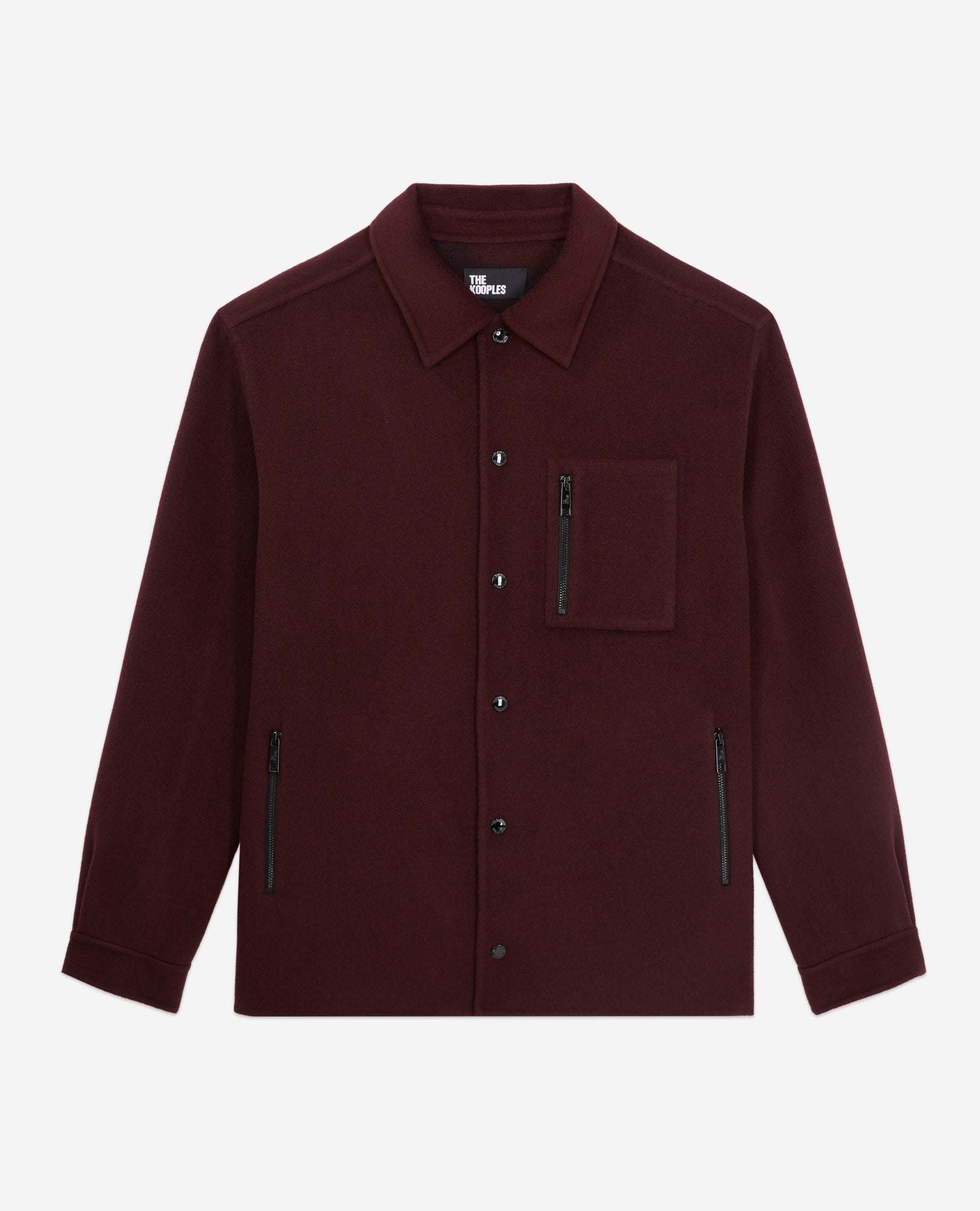 Burgundy Wool-Blend Overshirt Jacket | Men | Bordeaux x Navy