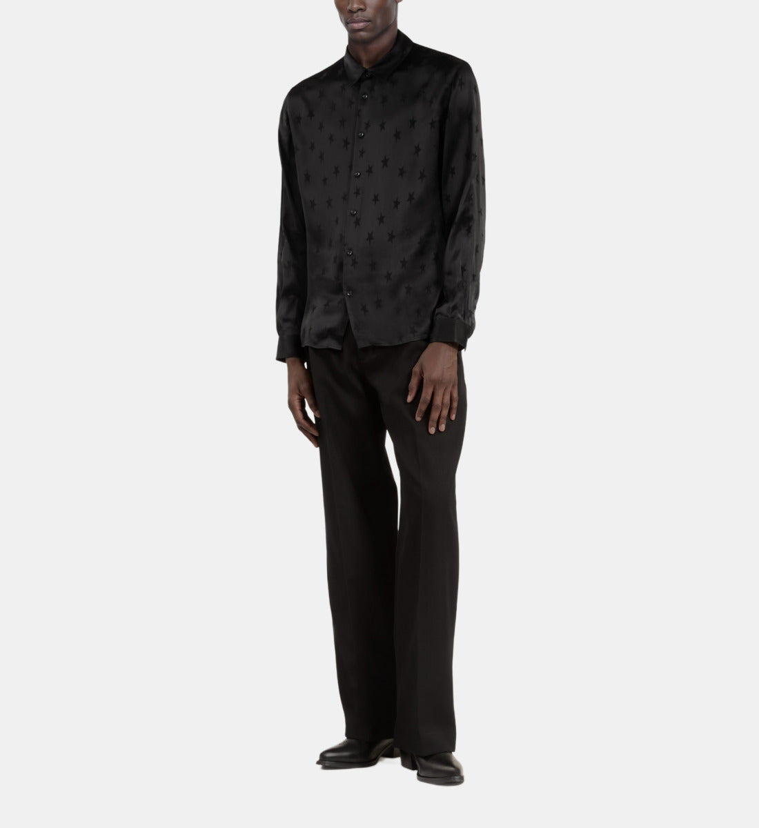 Jacquard Shirt With Stars | Men | Black