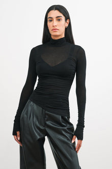 Skye Mock Neck Top | Black