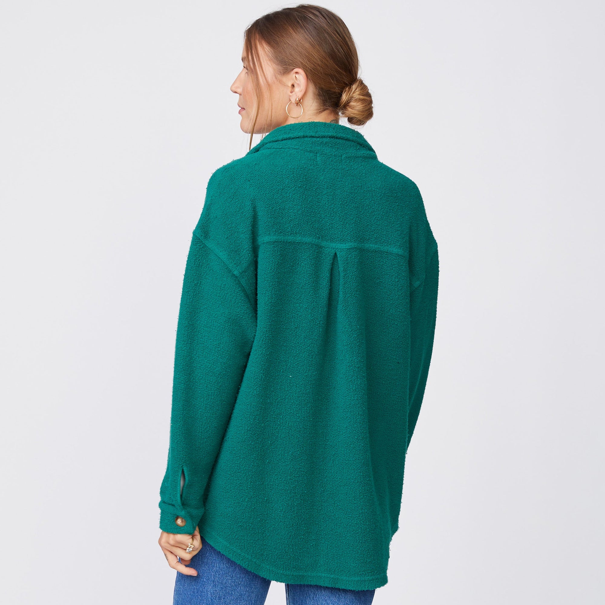 Teddy Fleece Shacket | Women | Galapagos Green