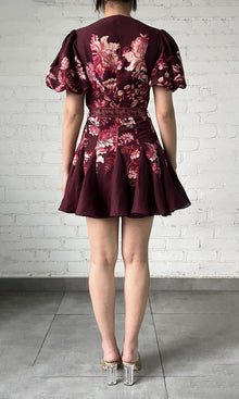 Hemant And Nandita | Aafa Linen Orgenza Short Dress With Tie Up Belt | Red/Beige