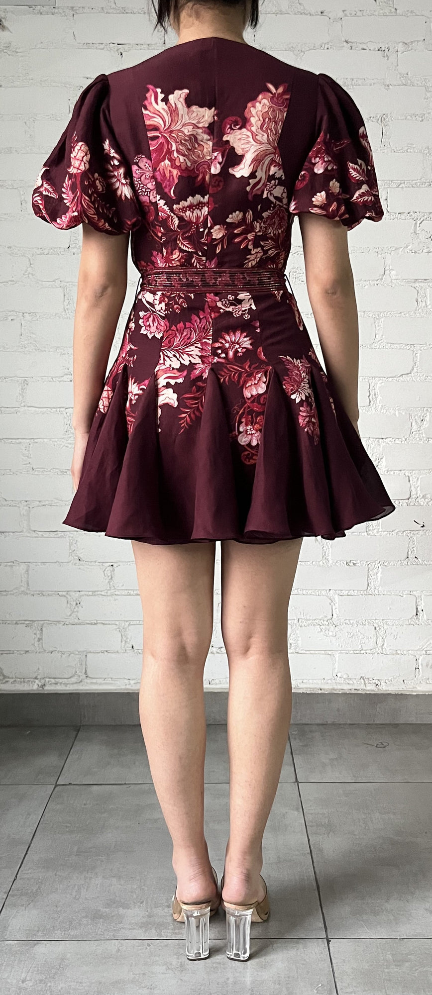 Short Dress With Belt | Red/Beige