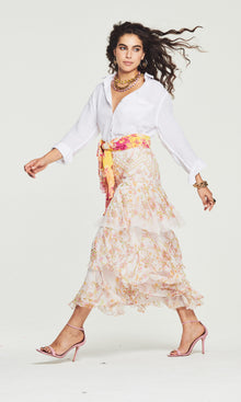 Hemant And Nandita | Aira Viscose Georgette Long Skirt | Off White