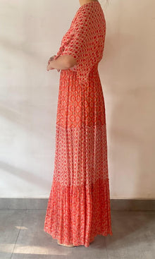 Hemant And Nandita | Anam Viscose Georgette Lurex Dobby Long Dress | Orange