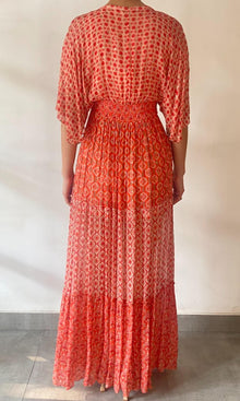 Hemant And Nandita | Anam Viscose Georgette Lurex Dobby Long Dress | Orange