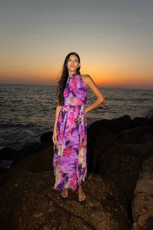 Smocked Halterneck Midi Dress | Multi