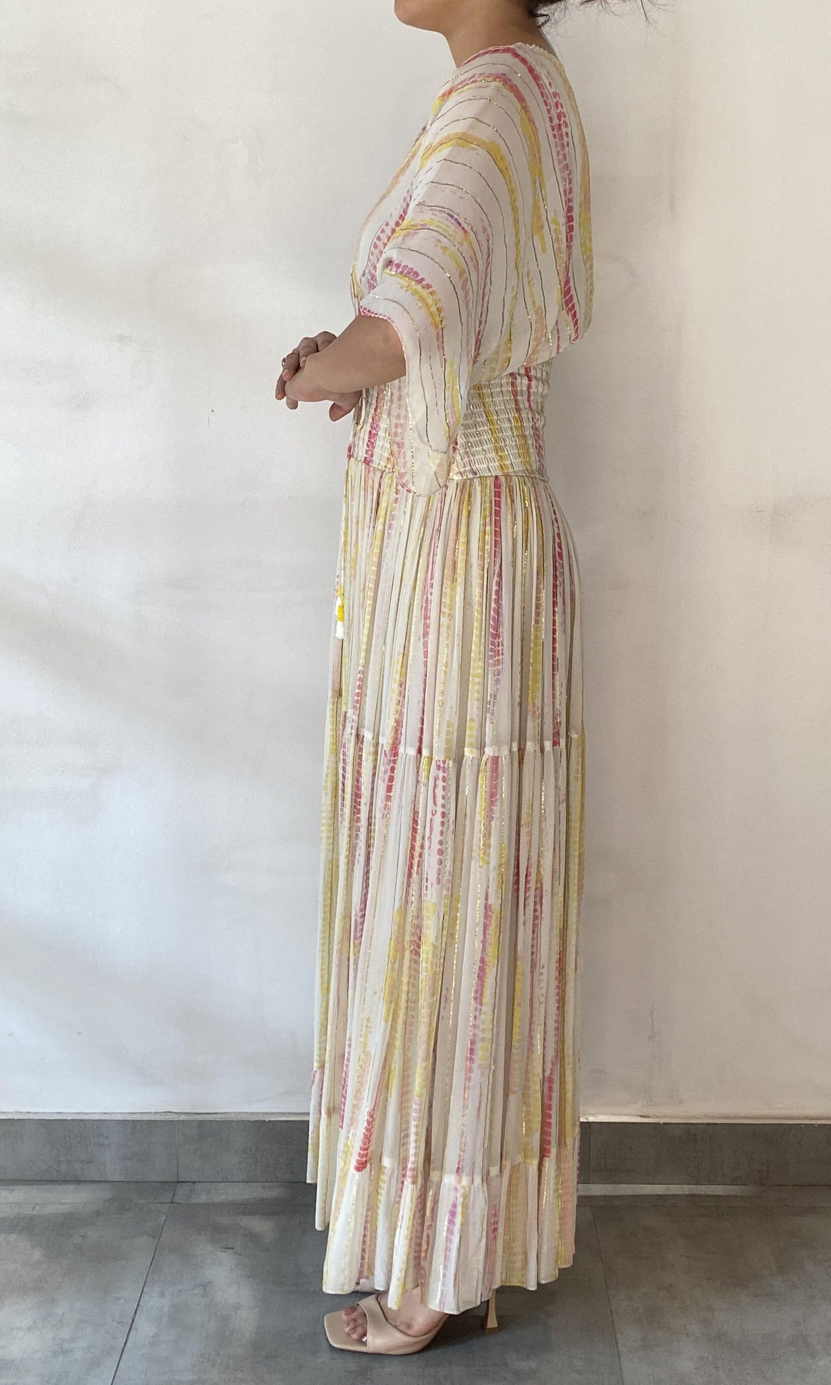 Hemant And Nandita | Ann Viscose Georgette Kaftan | White Multi