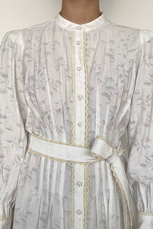 Short Dress With Handcrafted Button And Tie Belt | White