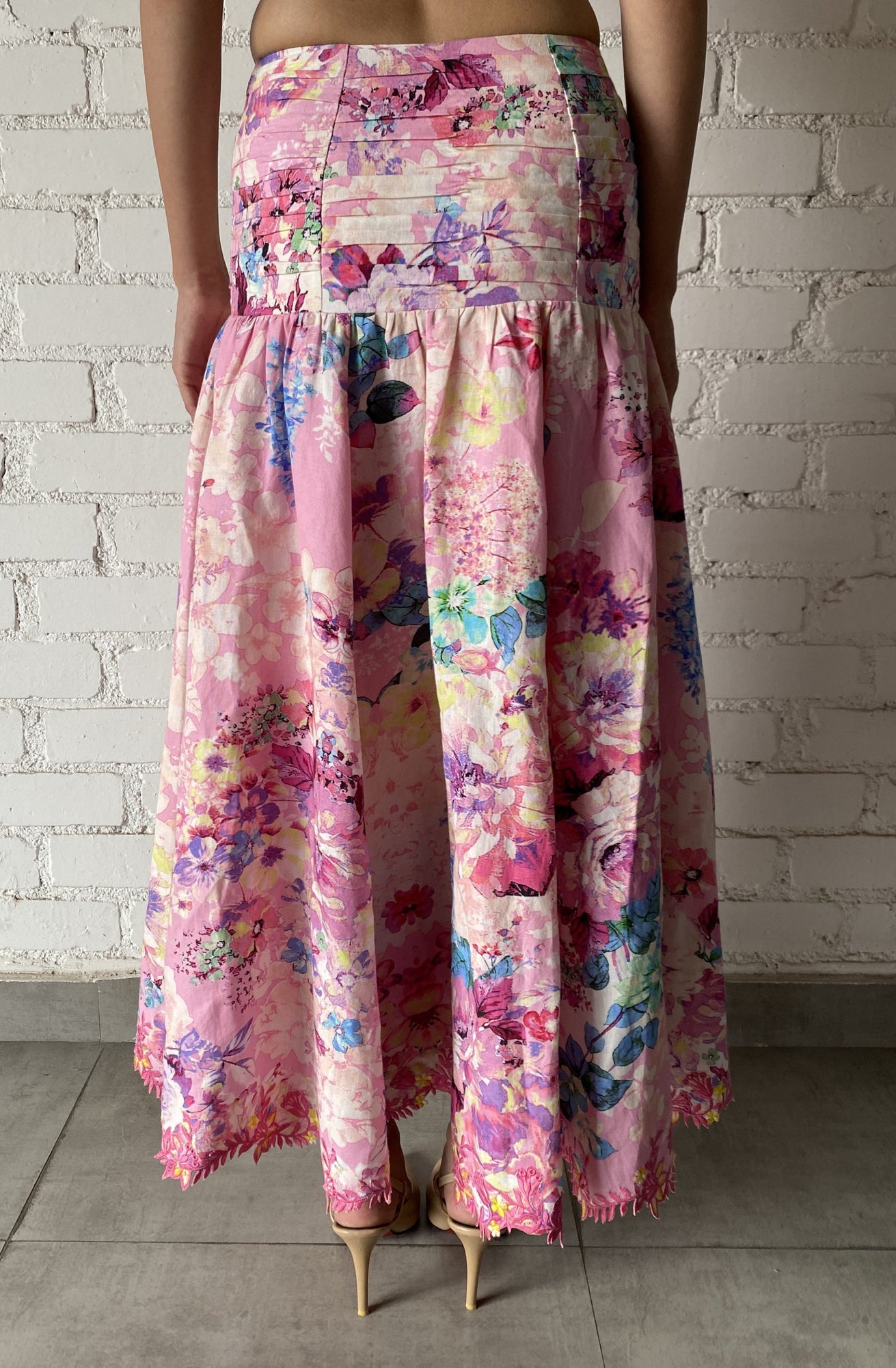 Midi Skirt | Pink Floral