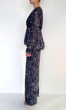 Hemant And Nandita | Atri Viscose Flat Chiffon Gathered Top | Grey