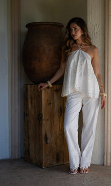 Hemant And Nandita | Bagh Cotton Straight Pants | White