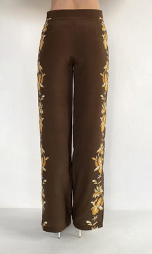 Hemant And Nandita | Bota Viscose Heavy Crepe Pants With Slit | Brown