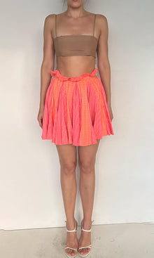 Hemant And Nandita | Dayo Cotton Dobby Short Skirt | Neon Orange