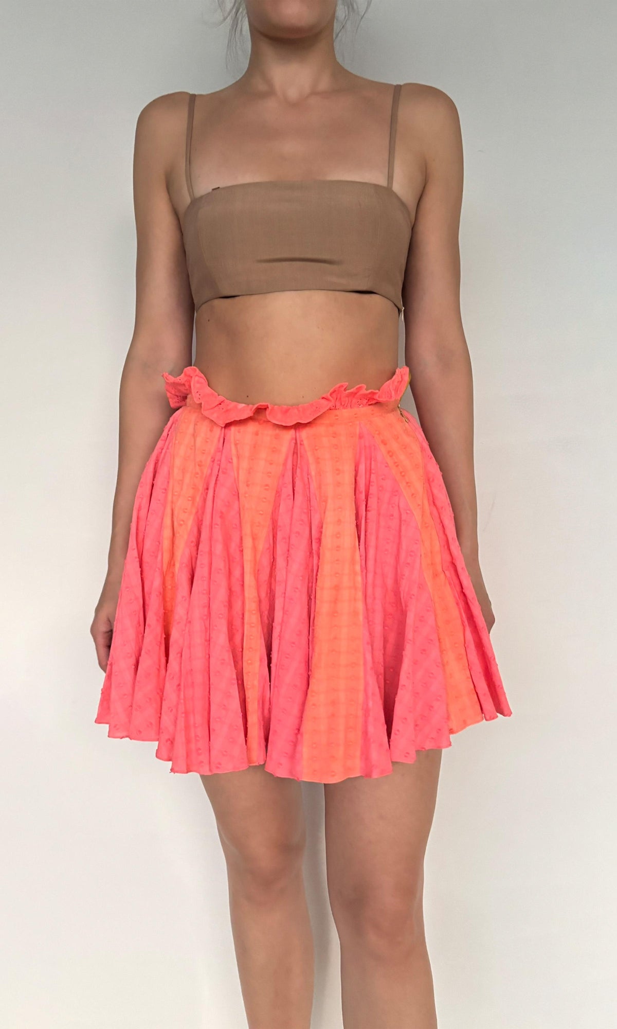 Hemant And Nandita | Dayo Cotton Dobby Short Skirt | Neon Orange