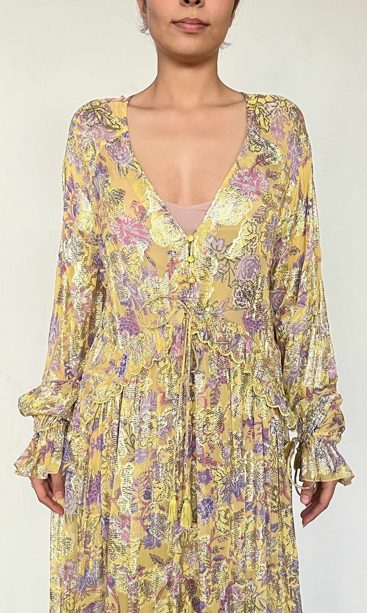 Hemant And Nandita | Dhea Viscose Kaftan | Yellow Multi