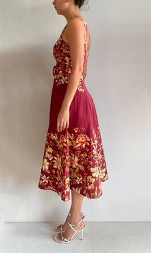 Hemant And Nandita | Elza Linen Cotton Midi Dress With Buckle Belt | Lilac