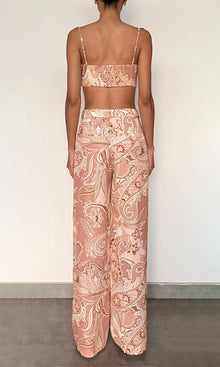 Hemant And Nandita | Fiza Cotton Straight Pants With Buckle Belt | Powder Pink