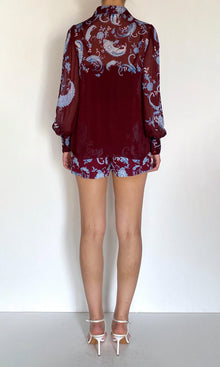 Hemant And Nandita | Hiba Viscose Flat Chiffon Shirt | Merlot