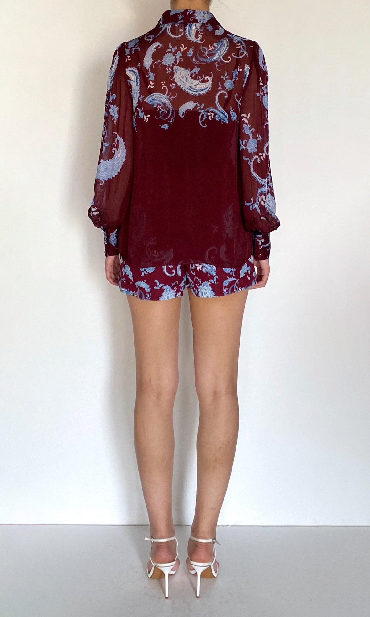 Hemant And Nandita | Hiba Viscose Flat Chiffon Shirt | Merlot