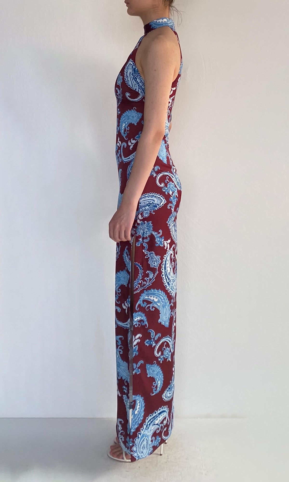 Hemant And Nandita | Hiba Polyester Double Satin Long Dress | Merlot