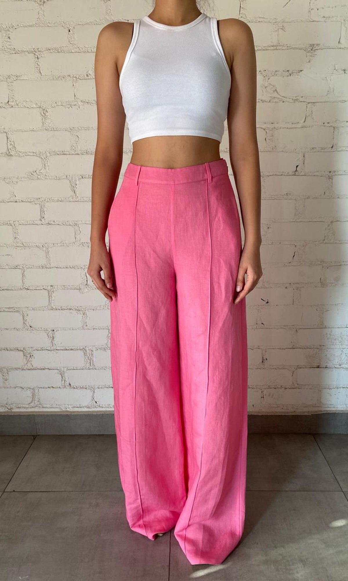 Hemant And Nandita | Inv Cotton Linen Pants | Pink