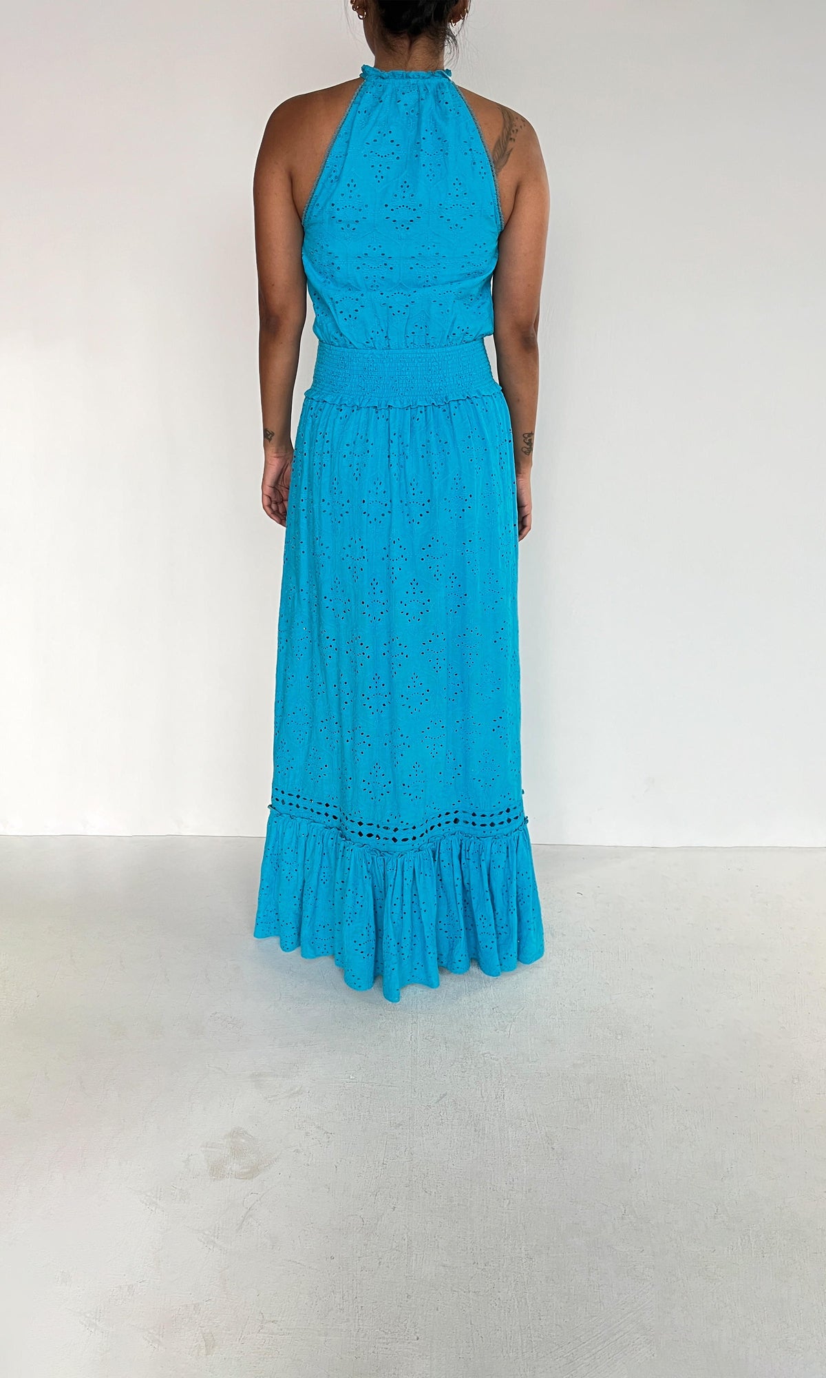 Hemant And Nandita | Inv Cotton Long Dress | Blue