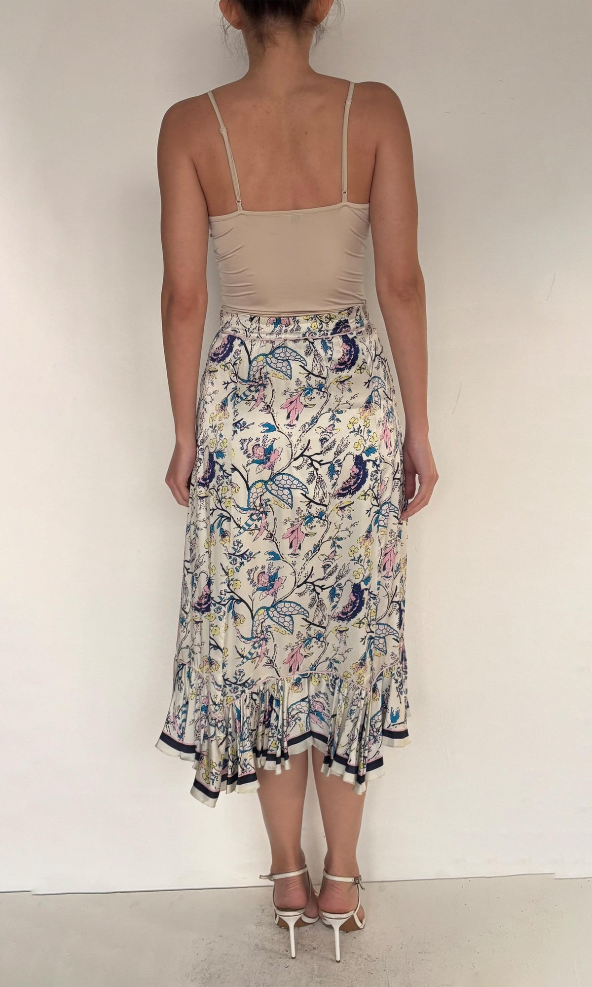 Hemant And Nandita | Inv Polyester Satin Long Skirt | Blue White