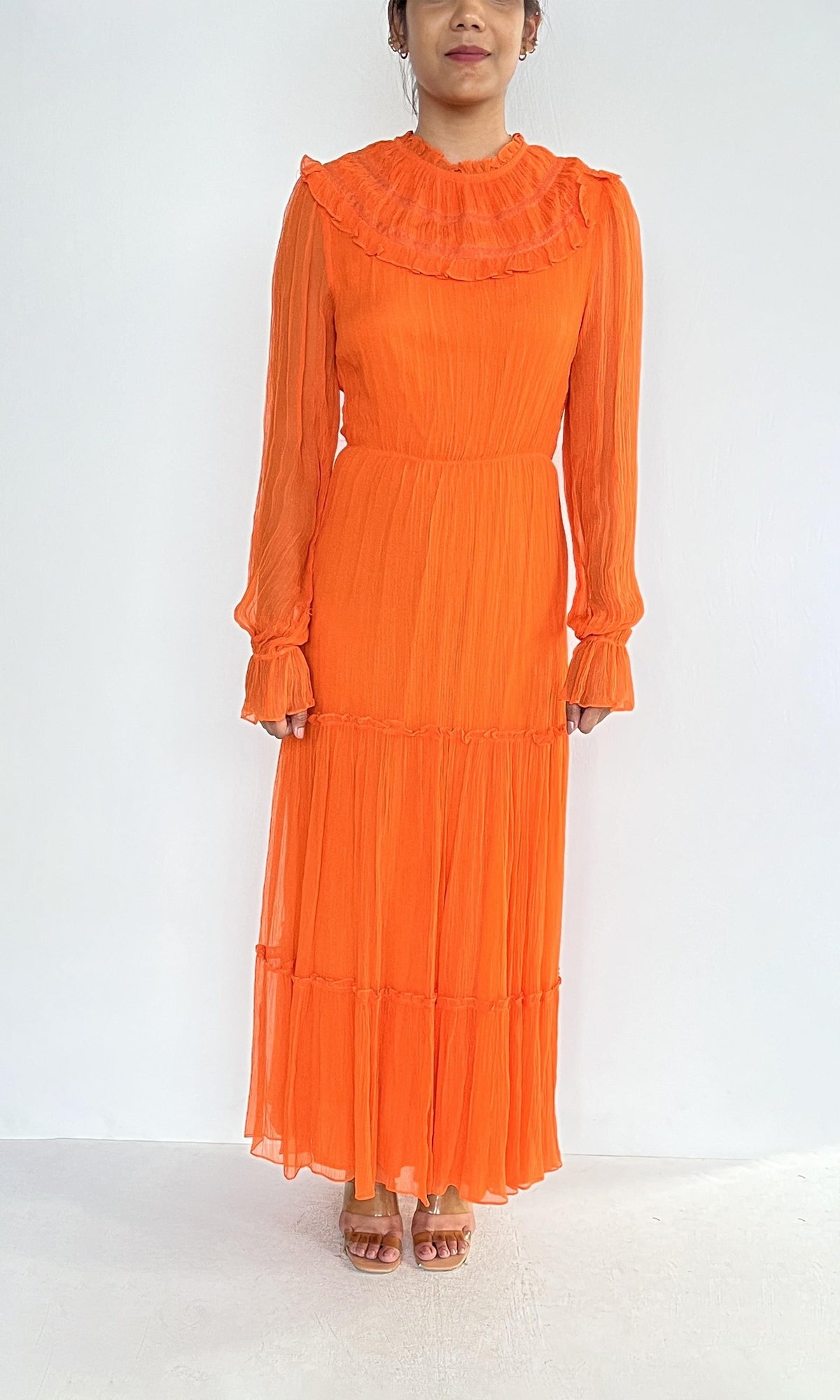 Hemant And Nandita | Inv Viscose Long Dress | Orange