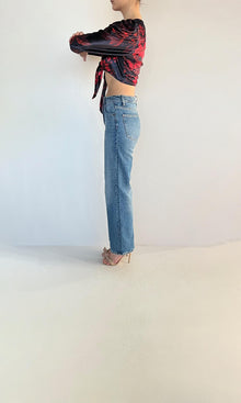 Hemant And Nandita | Inv Velvet Top | Black/Red