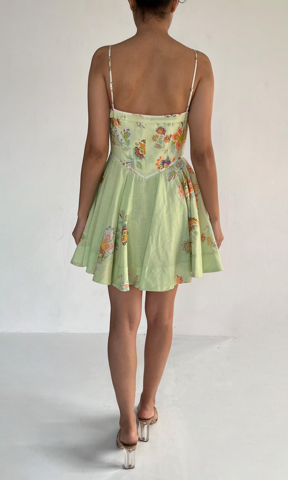 Hemant And Nandita | Inv Cotton Linen Short Dress | Green