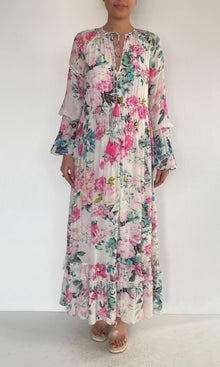 Hemant And Nandita | Jolie Viscose Crepe Long Dress | White Multi