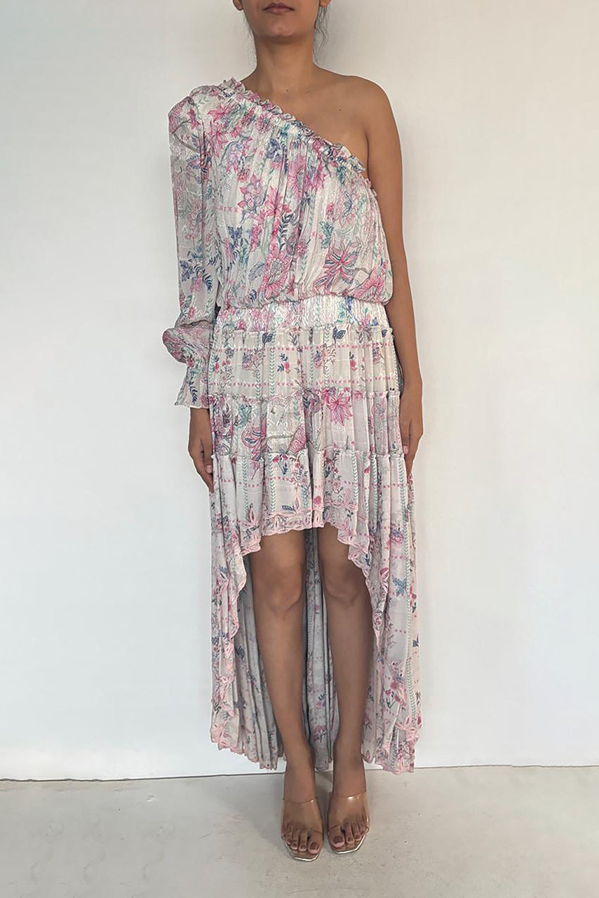 One-Shoulder Long Dress | White/Multi