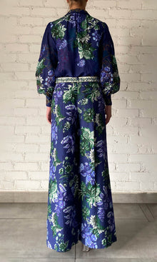 Hemant And Nandita | Keva Viscose Organza Linen Top | Green Floral