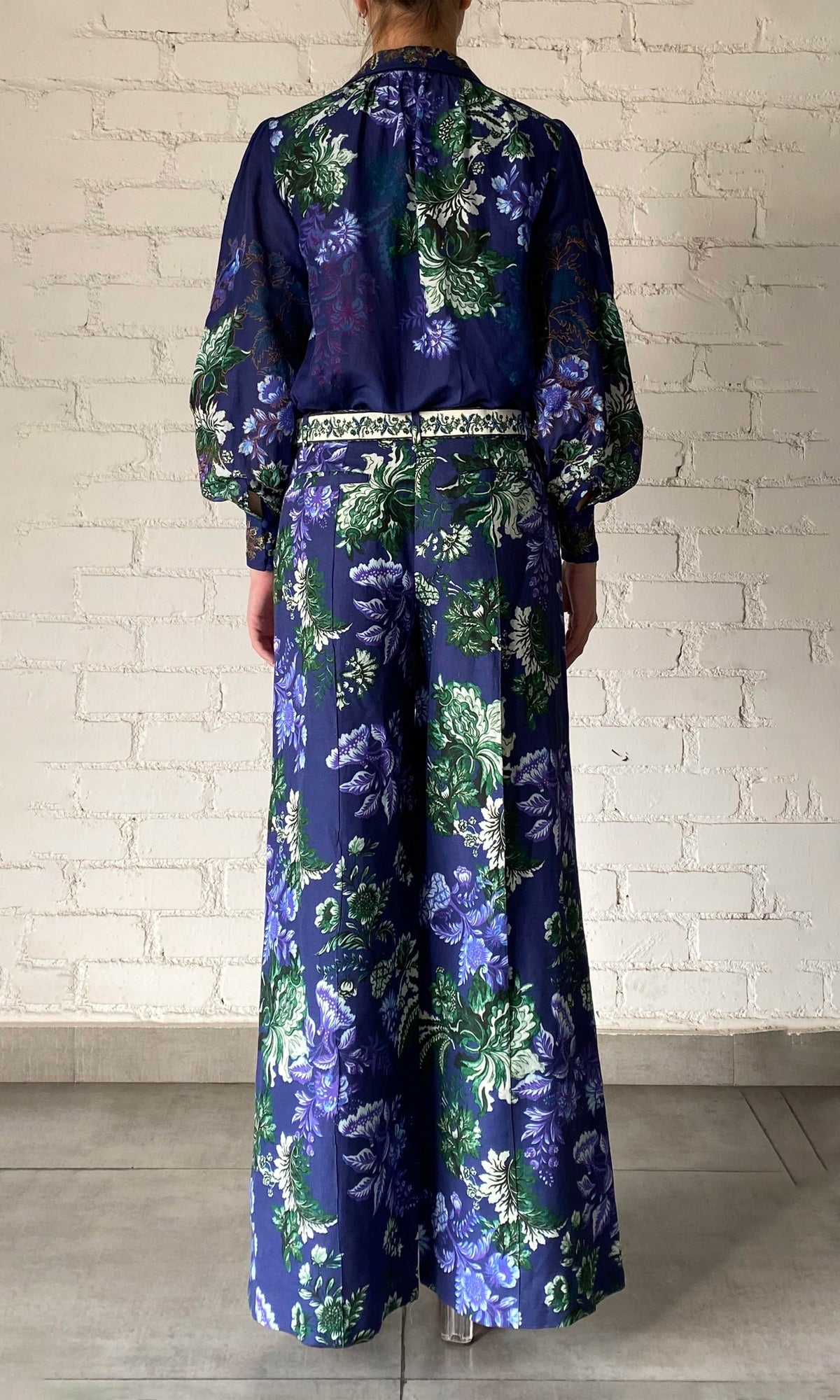 Hemant And Nandita | Keva Viscose Organza Linen Top | Green Floral